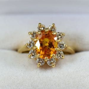3ct Golden Sapphire and Diamond Diana style Ring 1