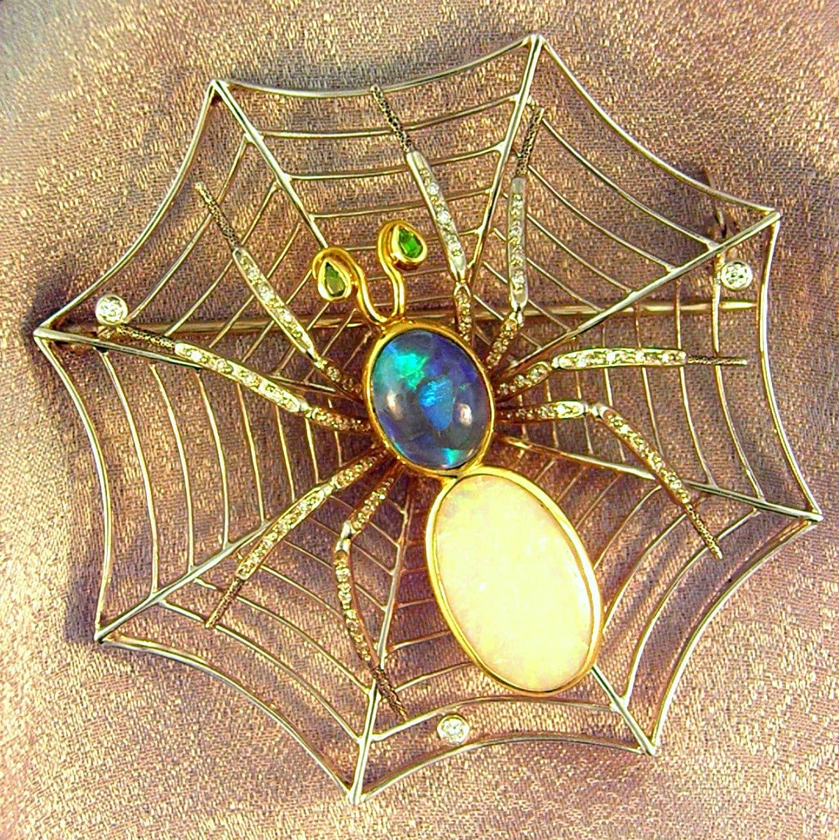 Deco Spider Brooch with Opals Diamonds Exquisite Jewelry for