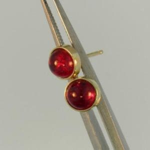 Cabochon Red Spinel Stud Earrings