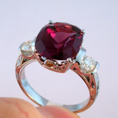 Cherry Garnet Three Stone Ring