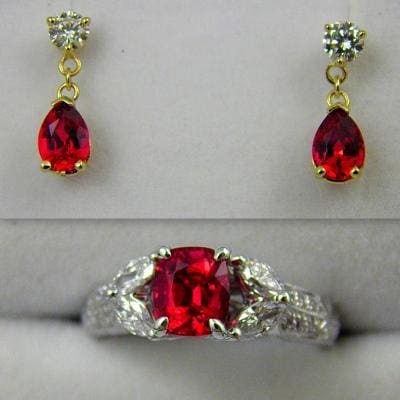Red spinel earrings clearance