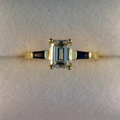 Emerald cut engagement deals rings with sapphire accents