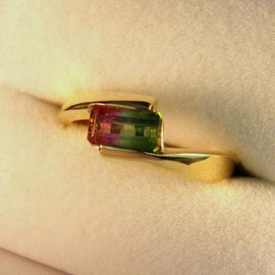 Watermelon tourmaline diamond Galaxy Ring - xiao wang jewelry