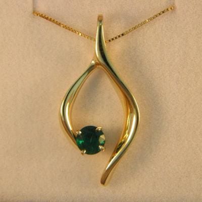 Freeform Yellow Gold Emerald Pendant