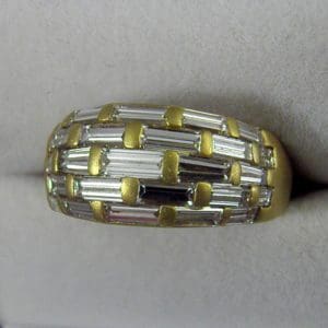 Estate 14k Yellow Gold Domed Band with 5ctw Baguette Diamonds 1