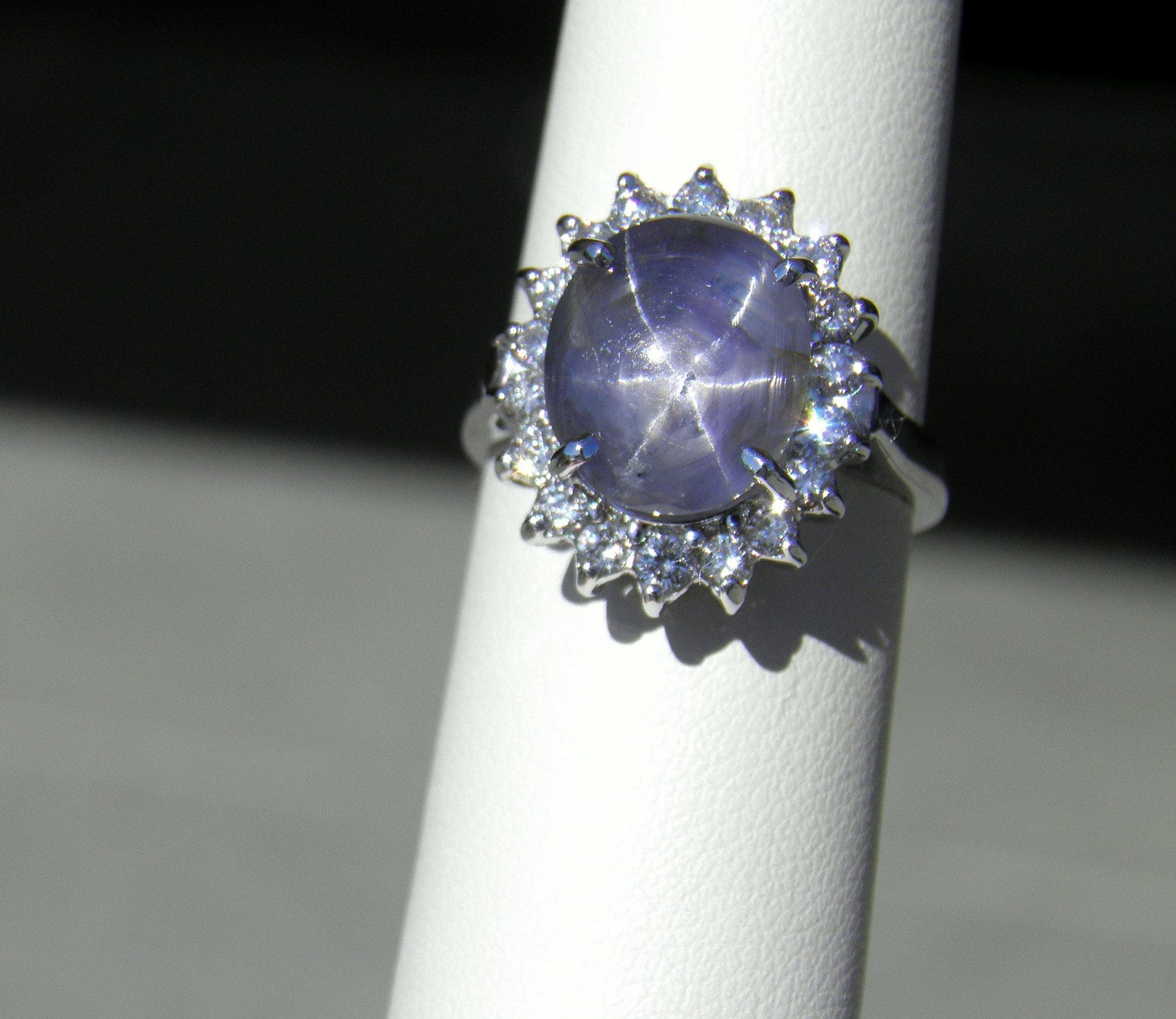 Estate Halo Ring with 10ct Round Blue Star Sapphire 1