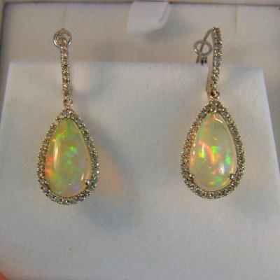 Ethiopian Opal Halo Earrings