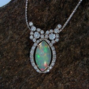 Ethiopian Opal Pendant Made from a Deco Cocktail Watch 1