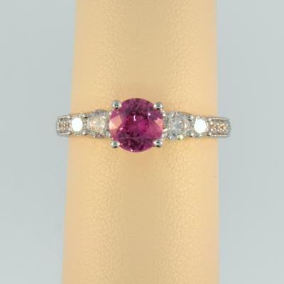 Duchess Hot Pink Oval Rose Cut Sapphire Ring in Peach Gold - Gem Breakfast