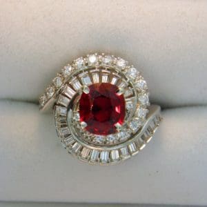 Mid Century Cocktail Ring with Gem Red Spinel 1