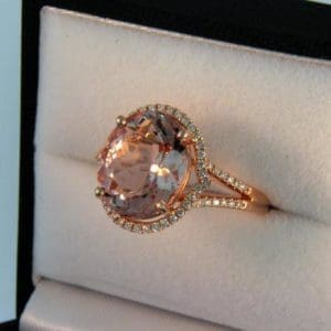 Morganite Halo Ring with 10ct Oval Morganite