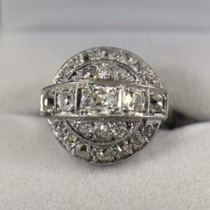 Old Mine Cut Diamond Cocktail Ring c1950s 1