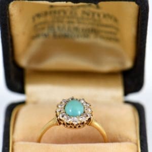 Victorian Persian Turquoise   Diamond Halo Ring 1