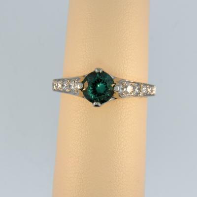 Vintage Green Tourmaline in Platinum Ring