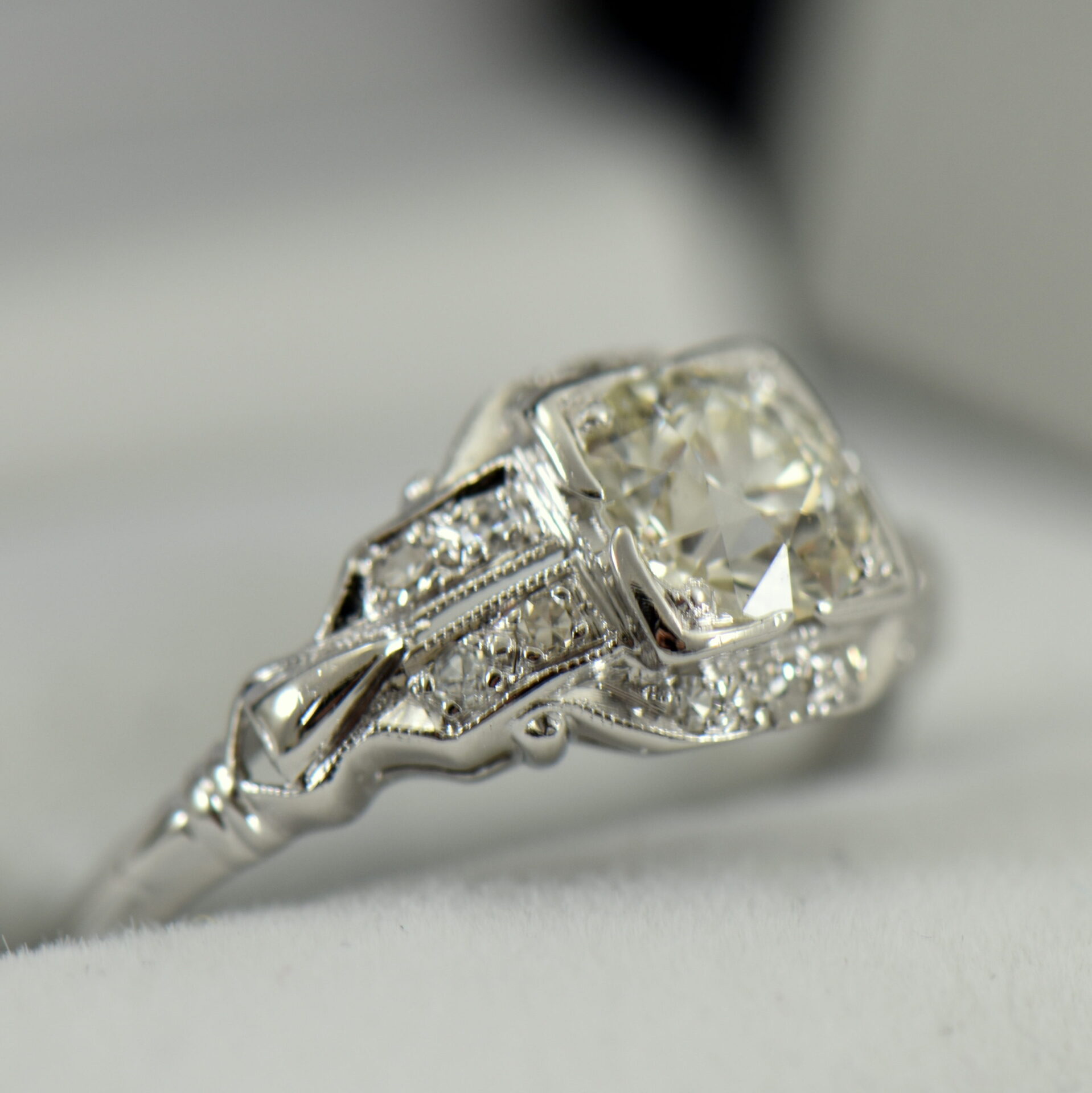 Art Deco Platinum and Diamond Engagement Ring | Federal Way Custom Jewelers