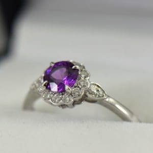 Mozambique Purple Garnet Ring with Diamonds in White Gold 2