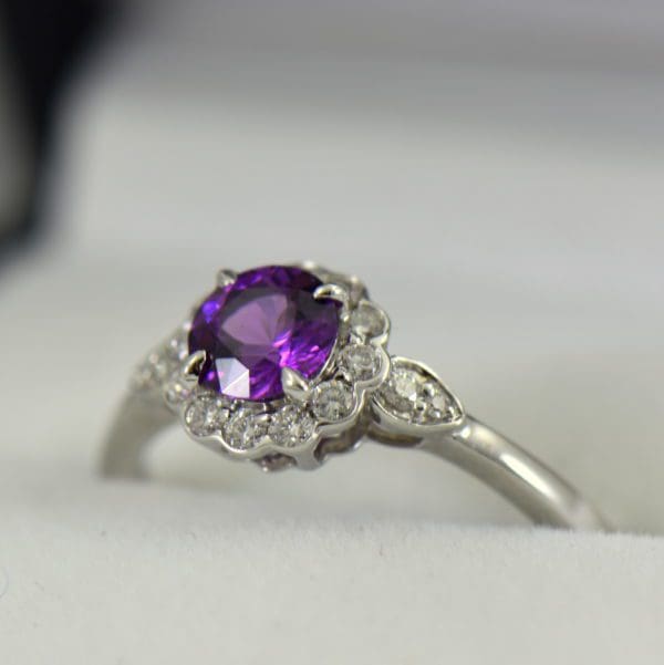 Mozambique Purple Garnet Ring with Diamonds in White Gold 2