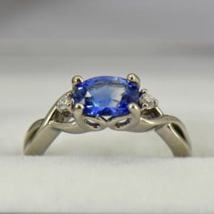 Sapphire & Diamond Engagement Ring in Palladium