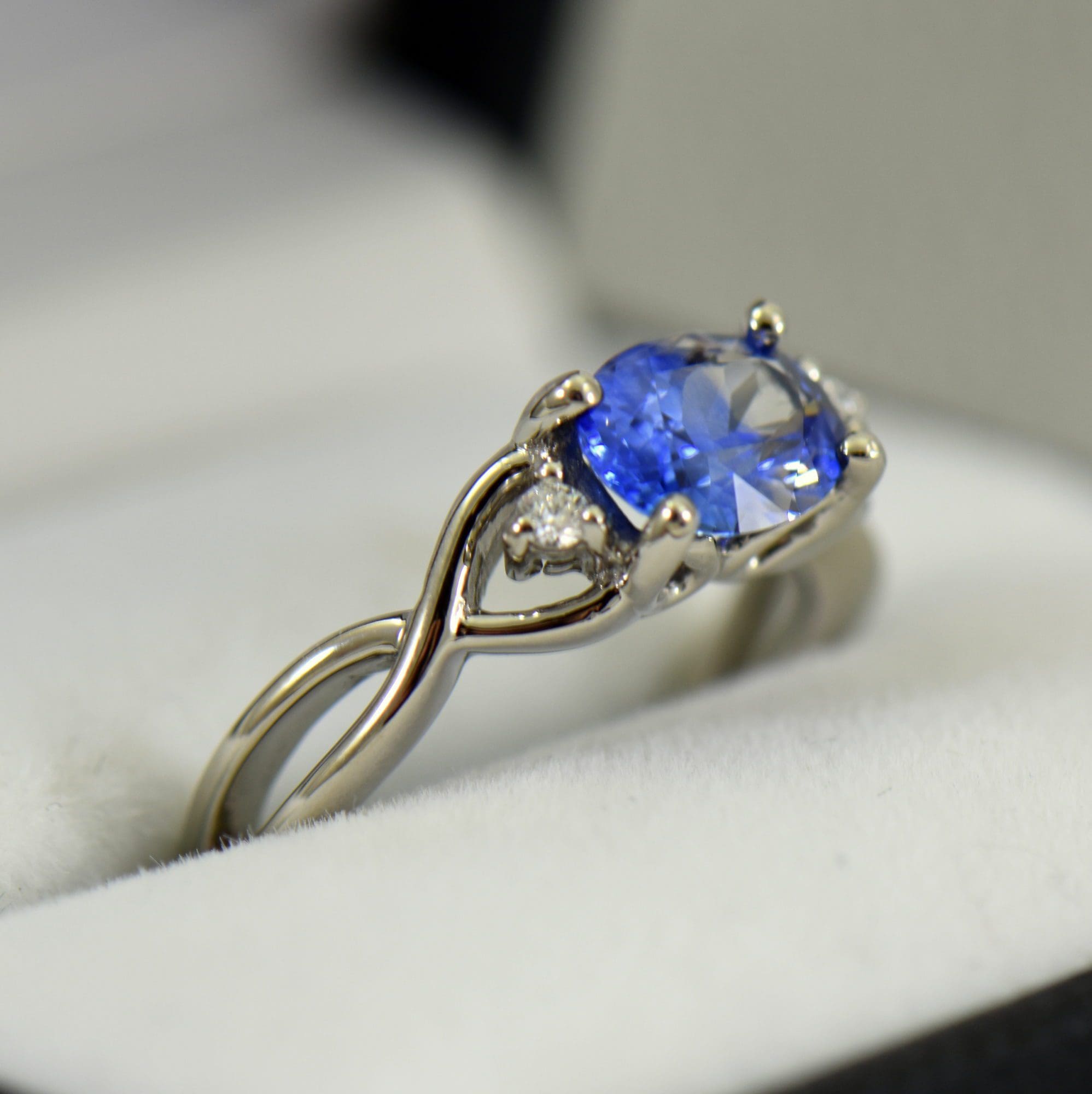 Sapphire & Diamond Engagement Ring in Palladium