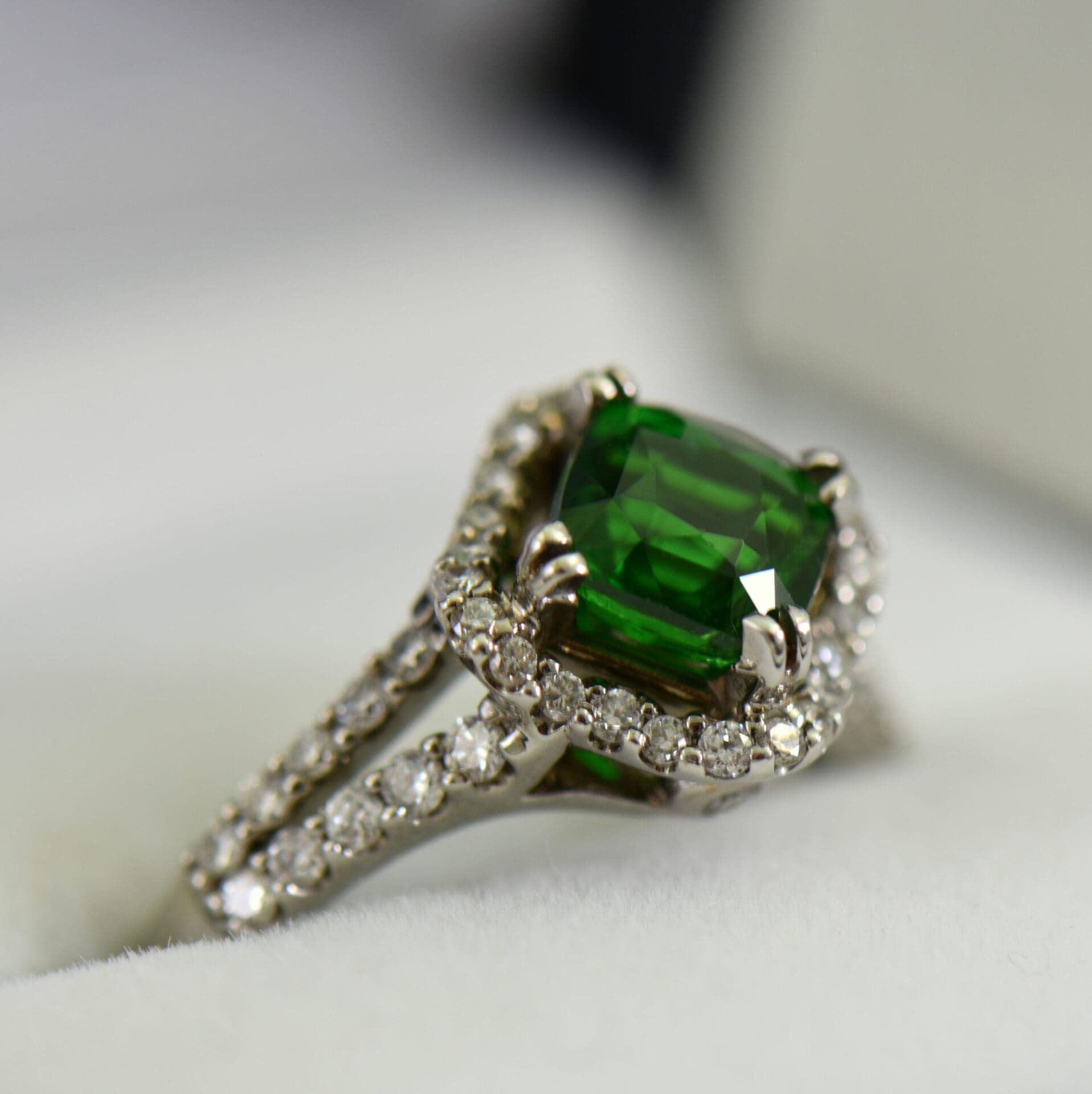 Tsavorite Garnet in Square Halo Engagement Ring Exquisite Jewelry for Every Occasion FWCJ
