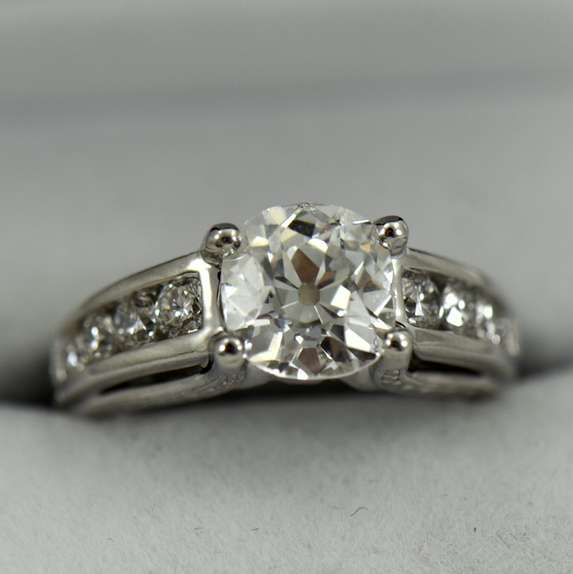 1.83ct Old Mine Cut Diamond Ring - Antique Diamond Ring - Old Cushion –  Anueva Jewelry