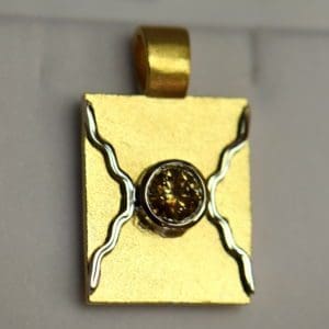 Custom Wax Cast Brand Pendant with 1ct Round Champagne Diamond 3