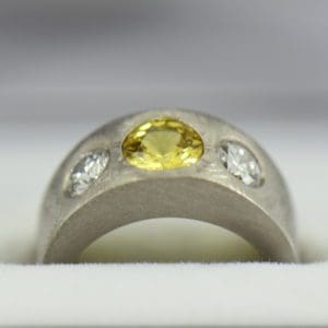 Custom Yellow Sapphire and Diamond Flush Set Platinum Wedding Band 3 1