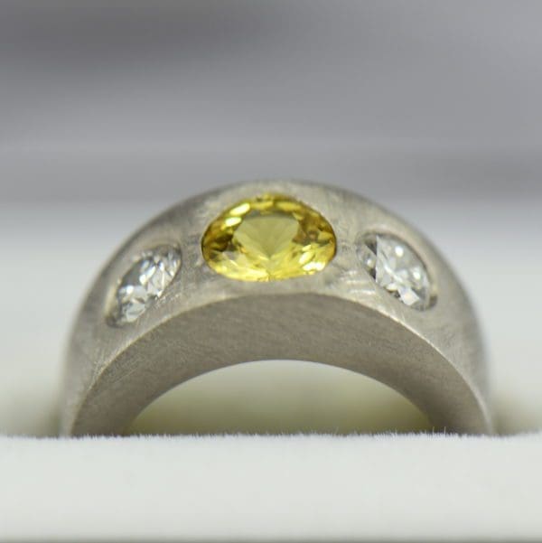 Custom Yellow Sapphire and Diamond Flush Set Platinum Wedding Band 3 1