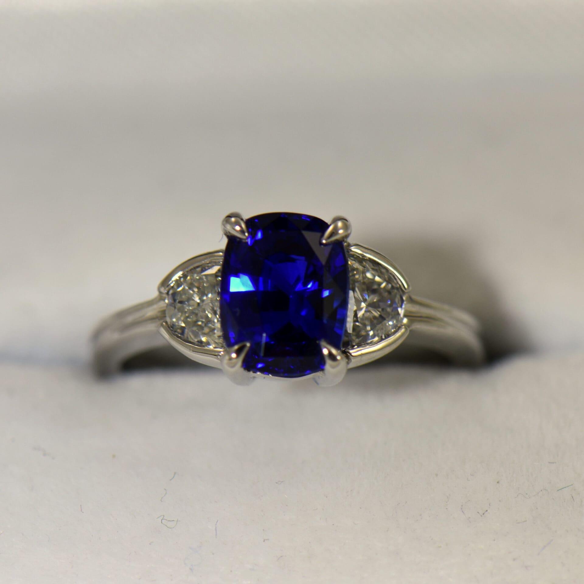 Custom Royal Blue Sapphire & Diamond Engagement Ring in ...