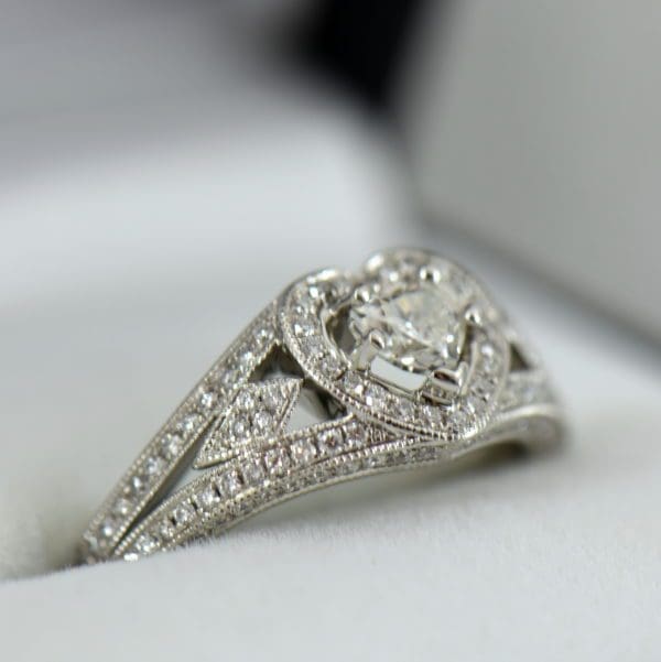 Heart Shape Diamond Halo Ring Platinum 2