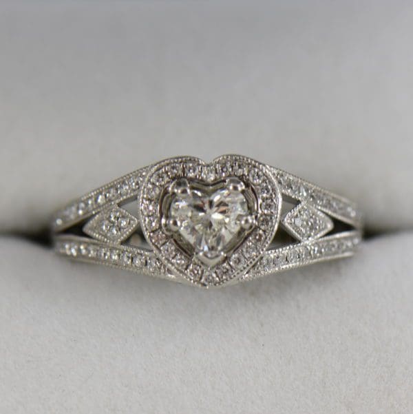 Heart Shape Diamond Halo Ring Platinum 3