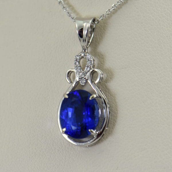 Custom Made Kyanite & Diamond Pendant | FW Custom Jewelers