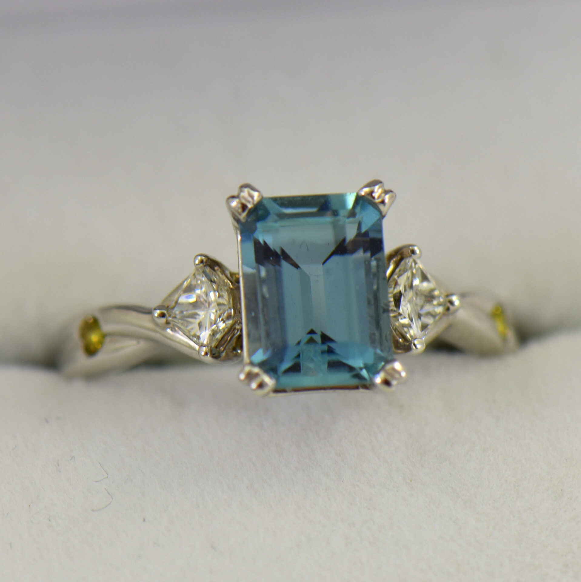 Emerald Cut Aquamarine & Diamond Engagement Ring - Federal Way Custom ...