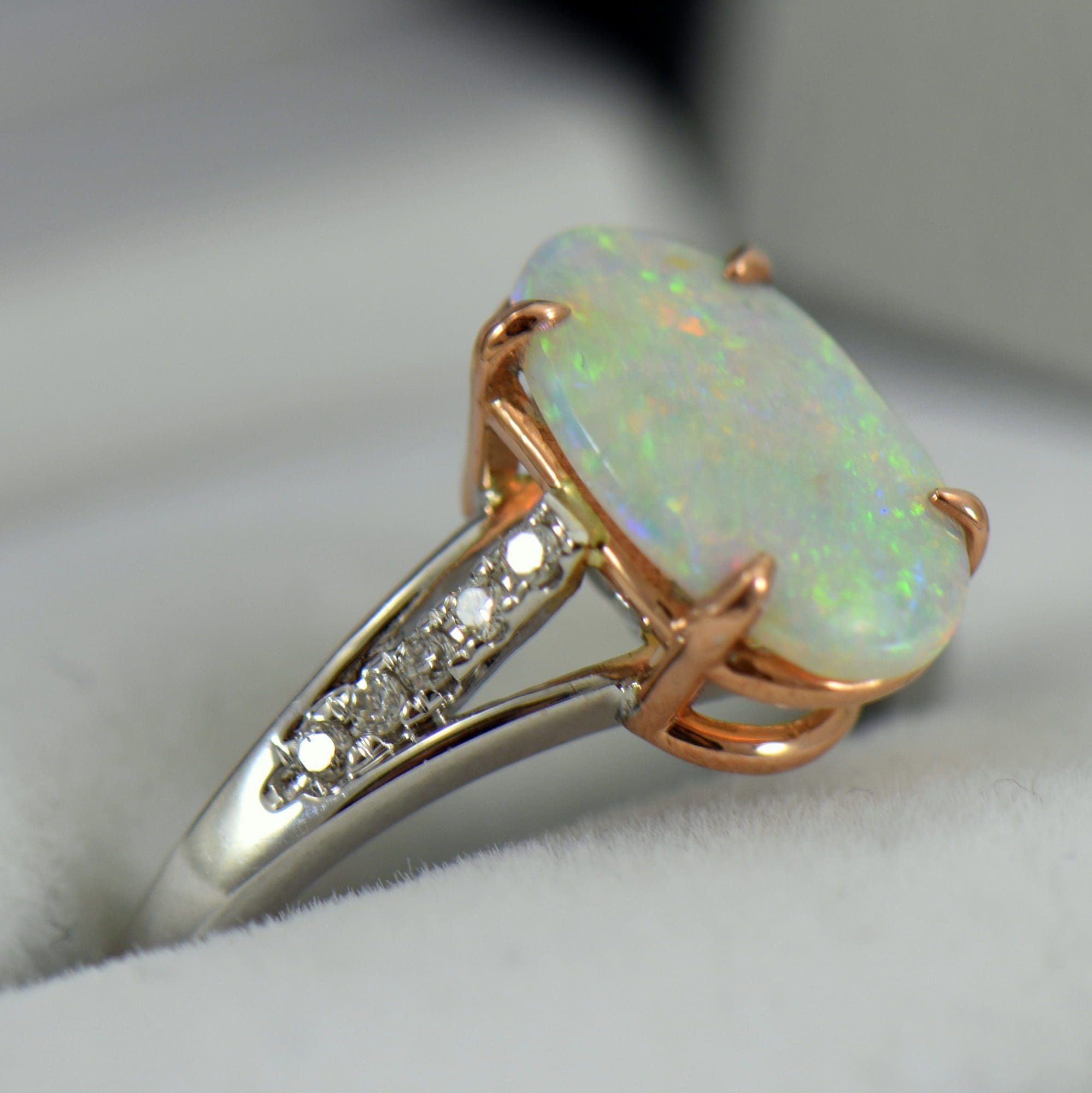 Australian Opal and Diamond Engagement Ring