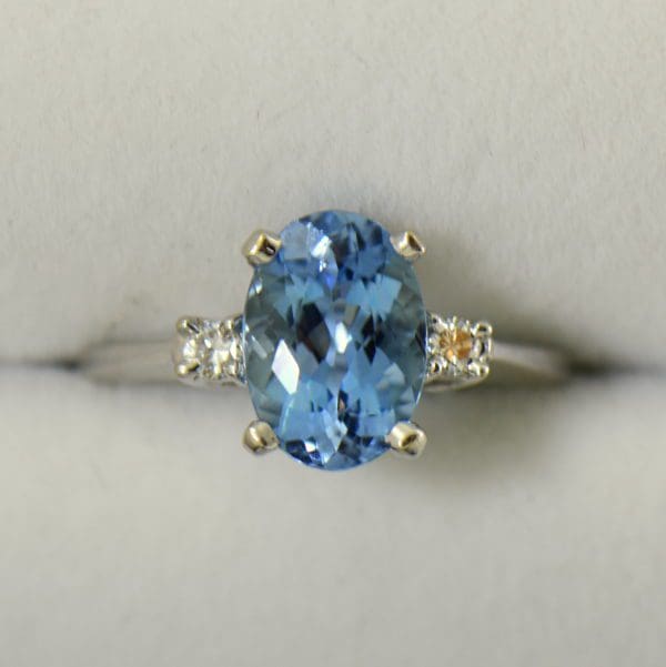 Intense Blue Natural Aquamarine Classic Engagement Ring in White Gold