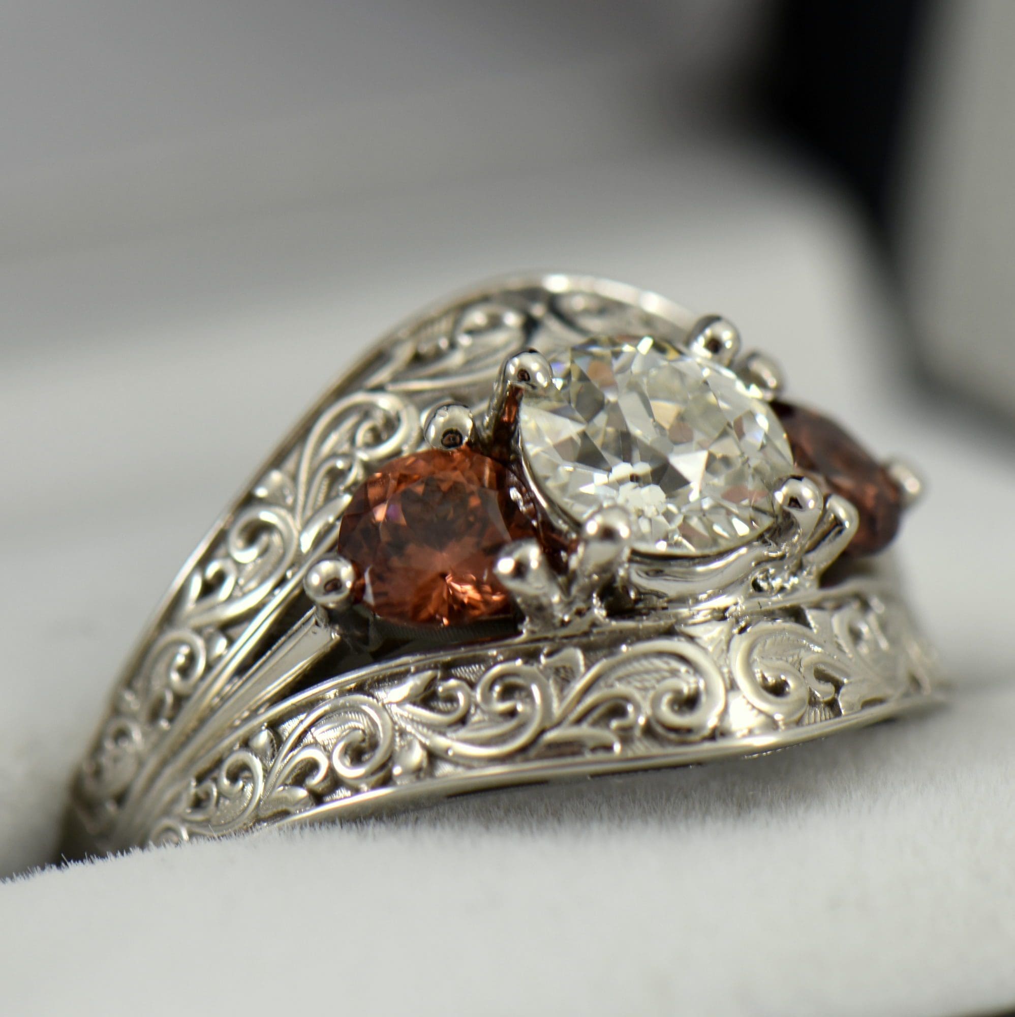 Custom Made Diamond & Zircon Wedding Ring