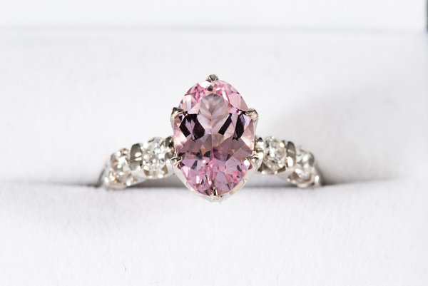 14K Rose Gold 2.8ct Pink Topaz 0.16ct Natural Diamond Ring from Black  Diamonds New York