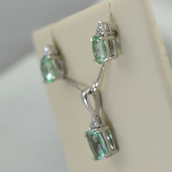 Afghan Seafoam Aqua Colored Tourmaline Pendant  Earring Set 3