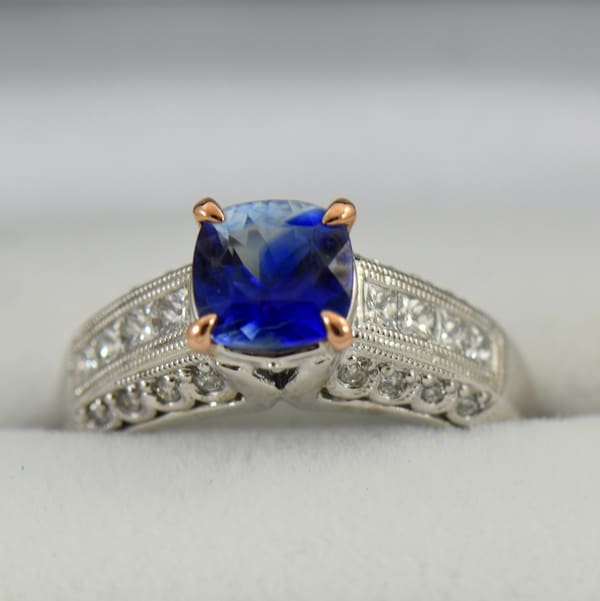 Bicolor Kyanite  Diamond ring in white and rose gold 3