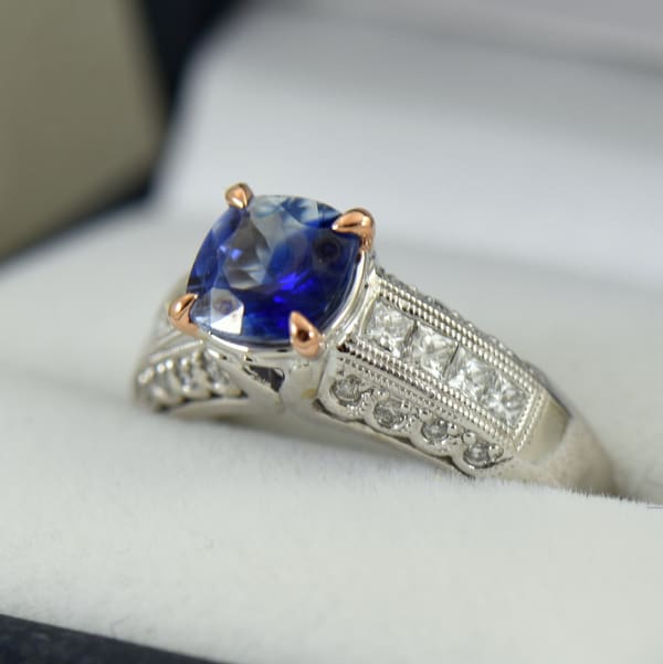 Custom Bi-Color Blue Kyanite Ring