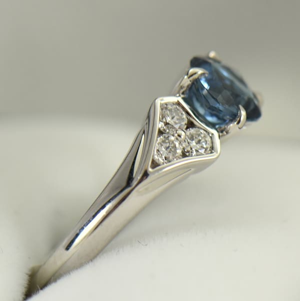 Deep Color Aquamarine  Diamond Engagement Ring santa maria 2