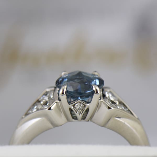 Deep Color Aquamarine  Diamond Engagement Ring santa maria 3