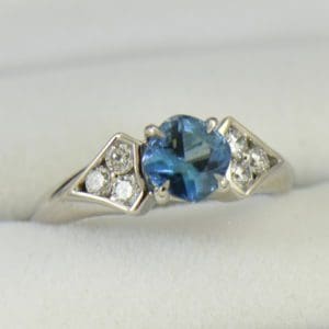 Deep Color Aquamarine  Diamond Engagement Ring santa maria 5
