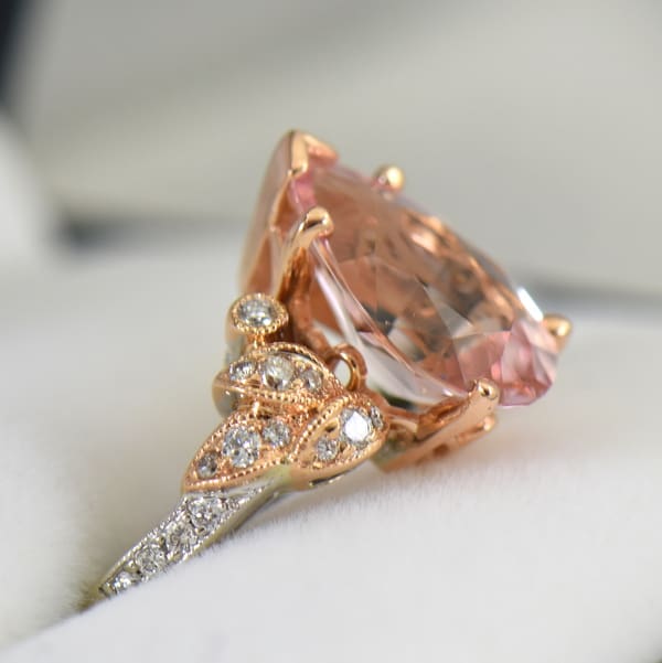 Natural Morganite Diamond Ring in Rose White Gold Exquisite