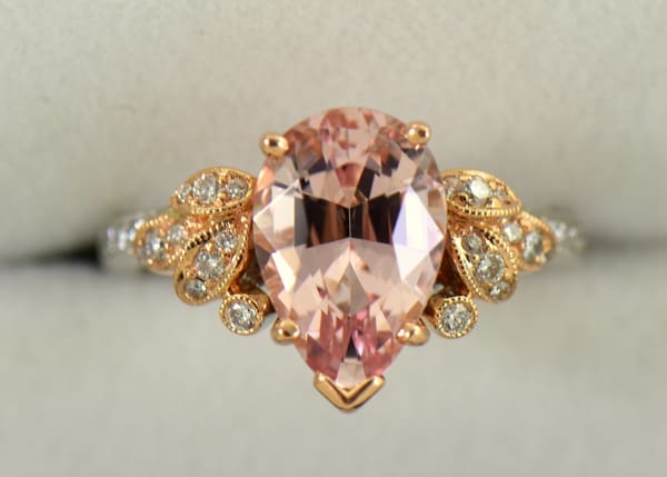 Natural Morganite Diamond Ring in Rose White Gold Exquisite Jewelry for Every Occasion FWCJ