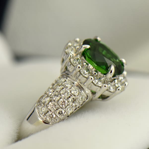 Oval Halo Ring with Chrome Tourmaline and Pave Diamond Accents 3