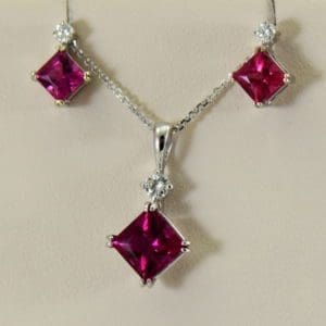 Pinkish Red Rubellite Tourmaline Pendant  Earrings Set 2