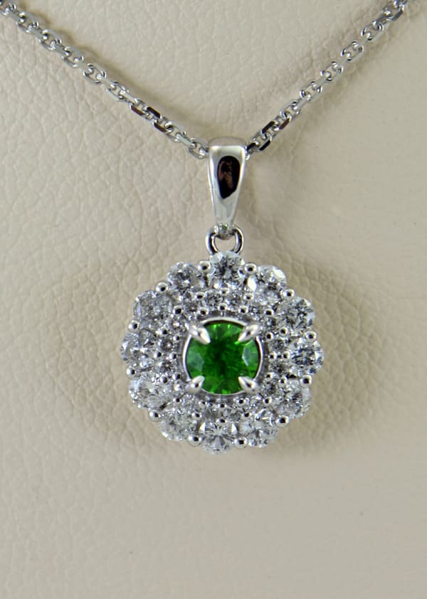 Demantoid Green Garnet & Diamond Halo Pendant | Exquisite Jewelry for ...