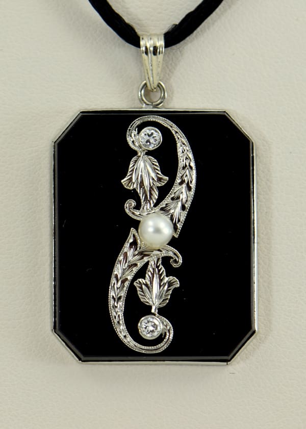 onyx and diamond necklace