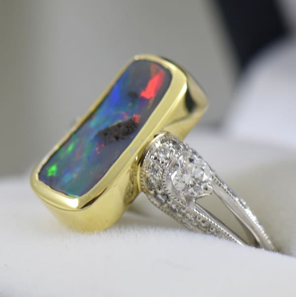 White opal with outlet red flash